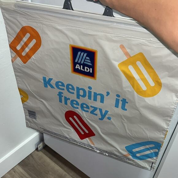 ALDI XL 3 NWT Snap Closure Recycled Eco-Friendly Grocery Bag XLarge 20.5x 20.5” - Picture 8 of 8